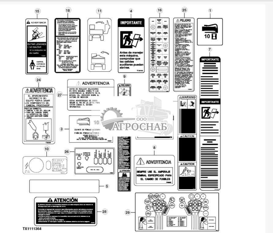 Товарные знаки и накл. — кабина (испанский) 